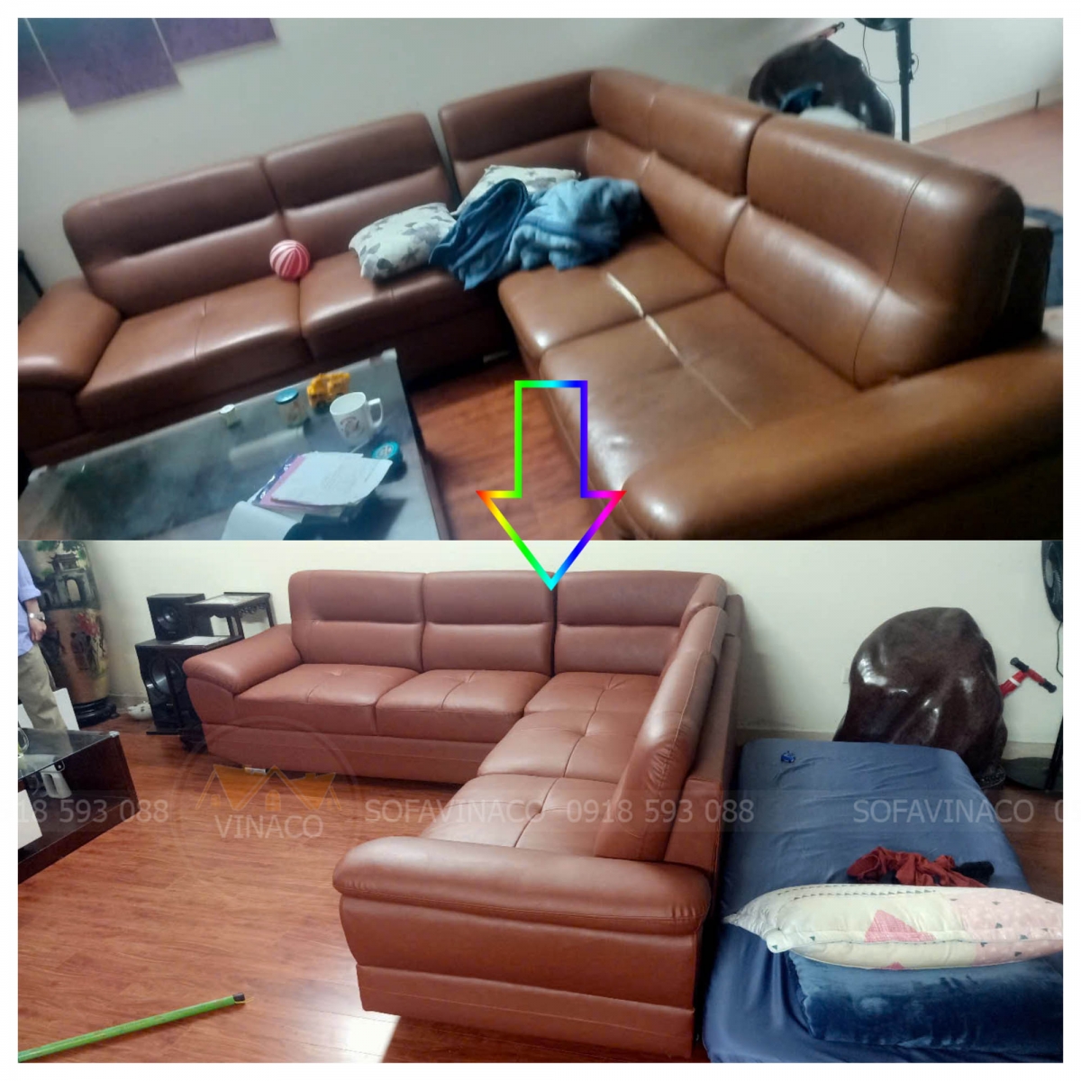 Bọc lại ghế sofa góc L tại nhà khách hàng ở Ba Đình Hà Nội